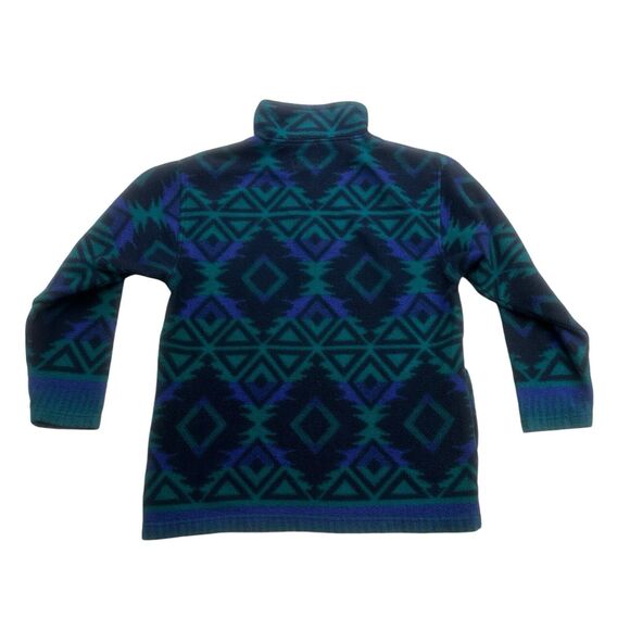 Vintage EVR Sweater Womens Large L Green Blue Fleece Geometric Southwestern - Picture 2 of 12